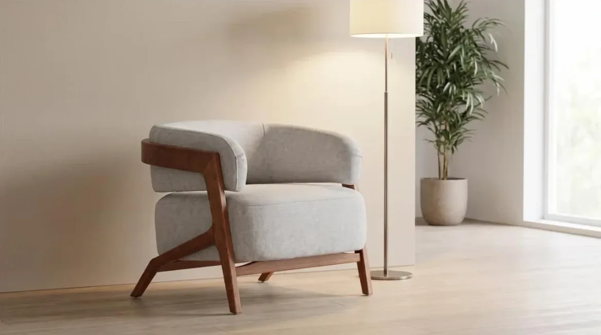 Poltrona Decorativa com Encosto Envolvente Estofado
